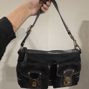 Coach Black Shoulder Bag with Gold Hardware